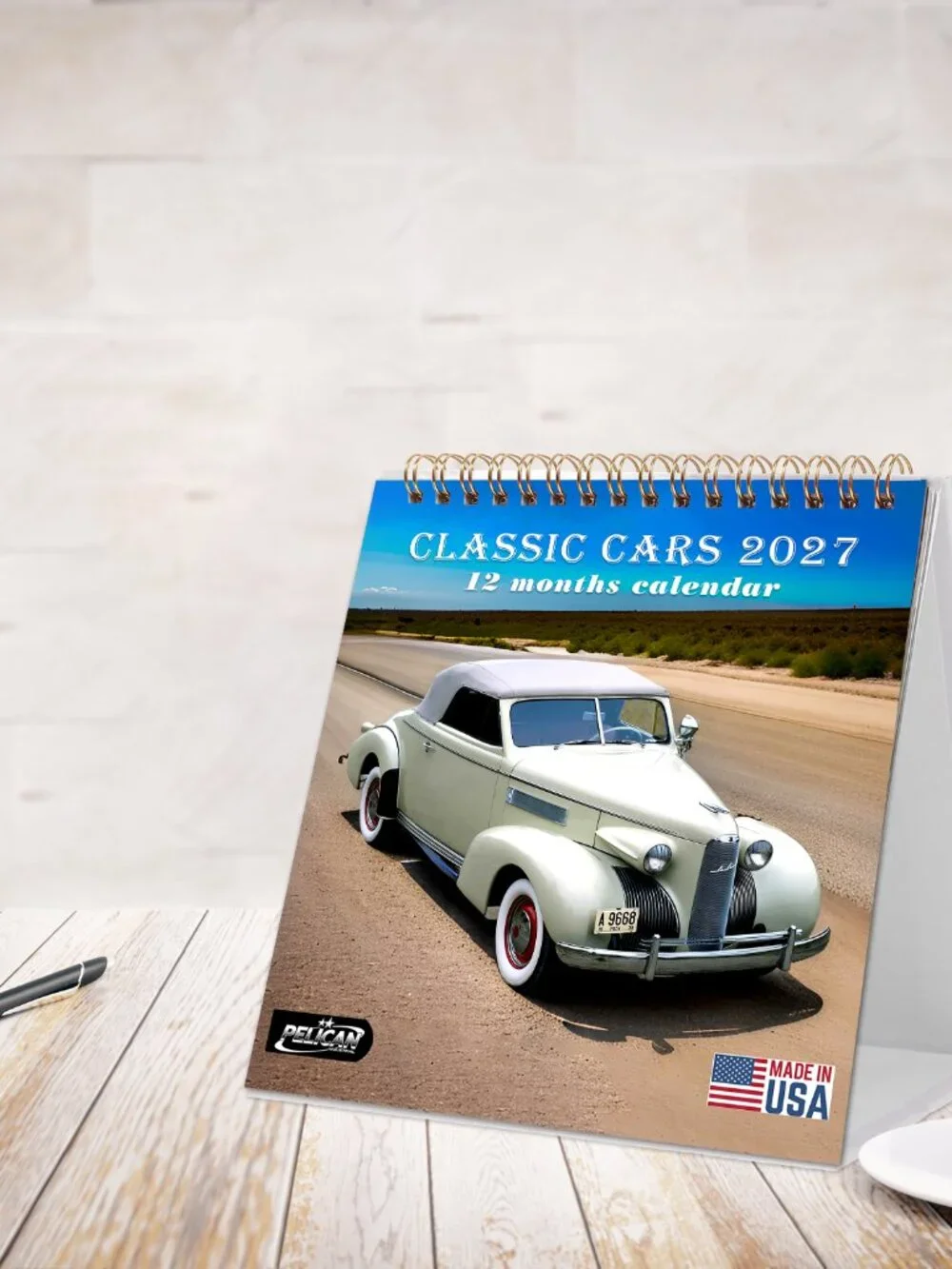 2027-12 Months Desk Calendar Desktop Planner with To-Do List (Classic Cars)